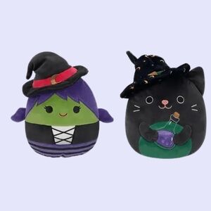 Flip A Mallows Squishmallows Cleo Black‎ Cat / Roslyn Witch Plush NWT Halloween